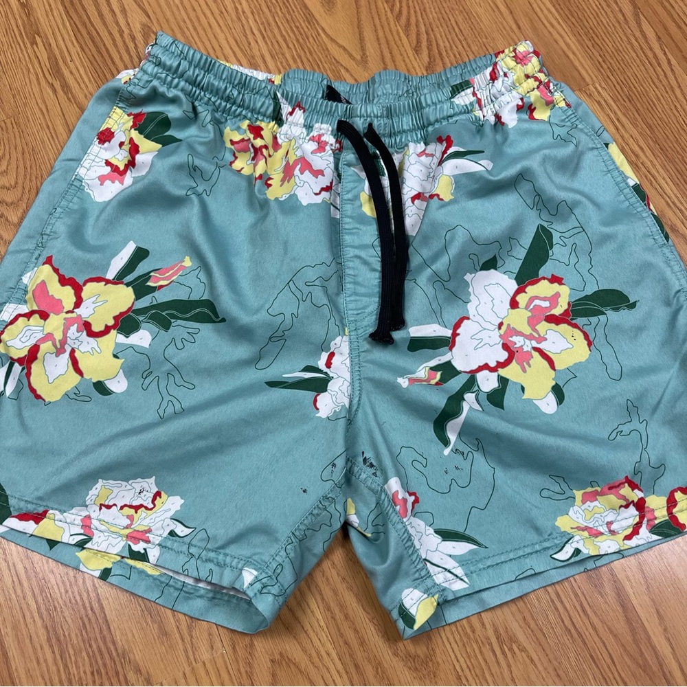 Vans Floral Athletic Shorts - Teal and Multicolor